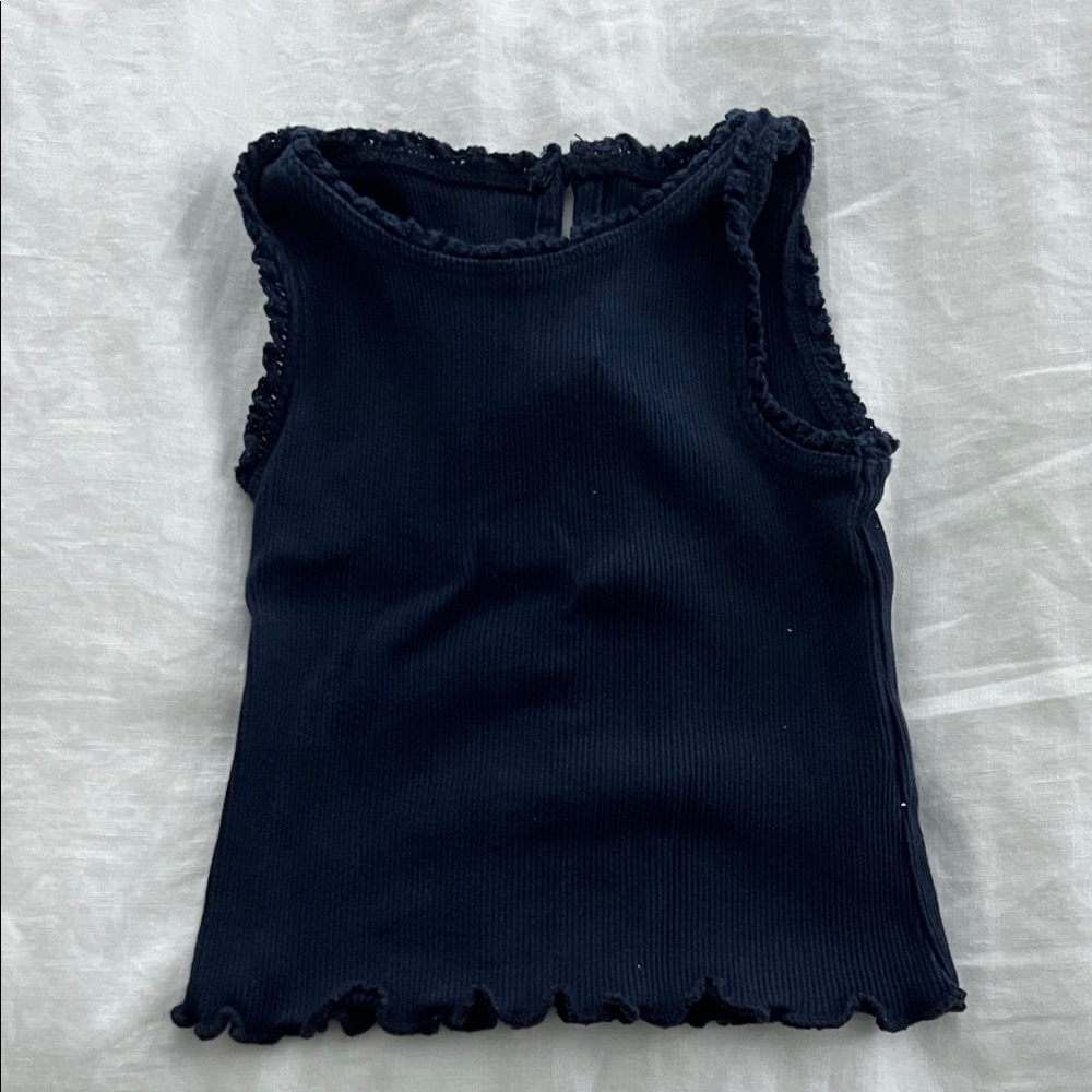 GAP Baby Navy Lettuce hem Tank Top